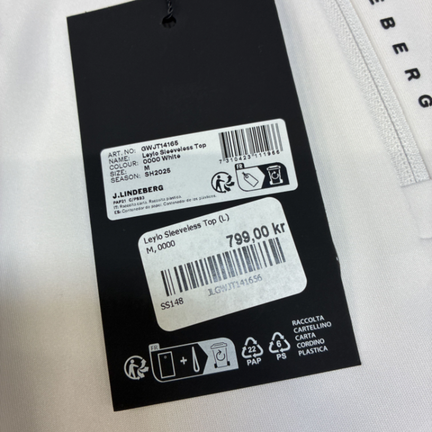 Sleeveless Top J.Lindeberg Leylo Vit